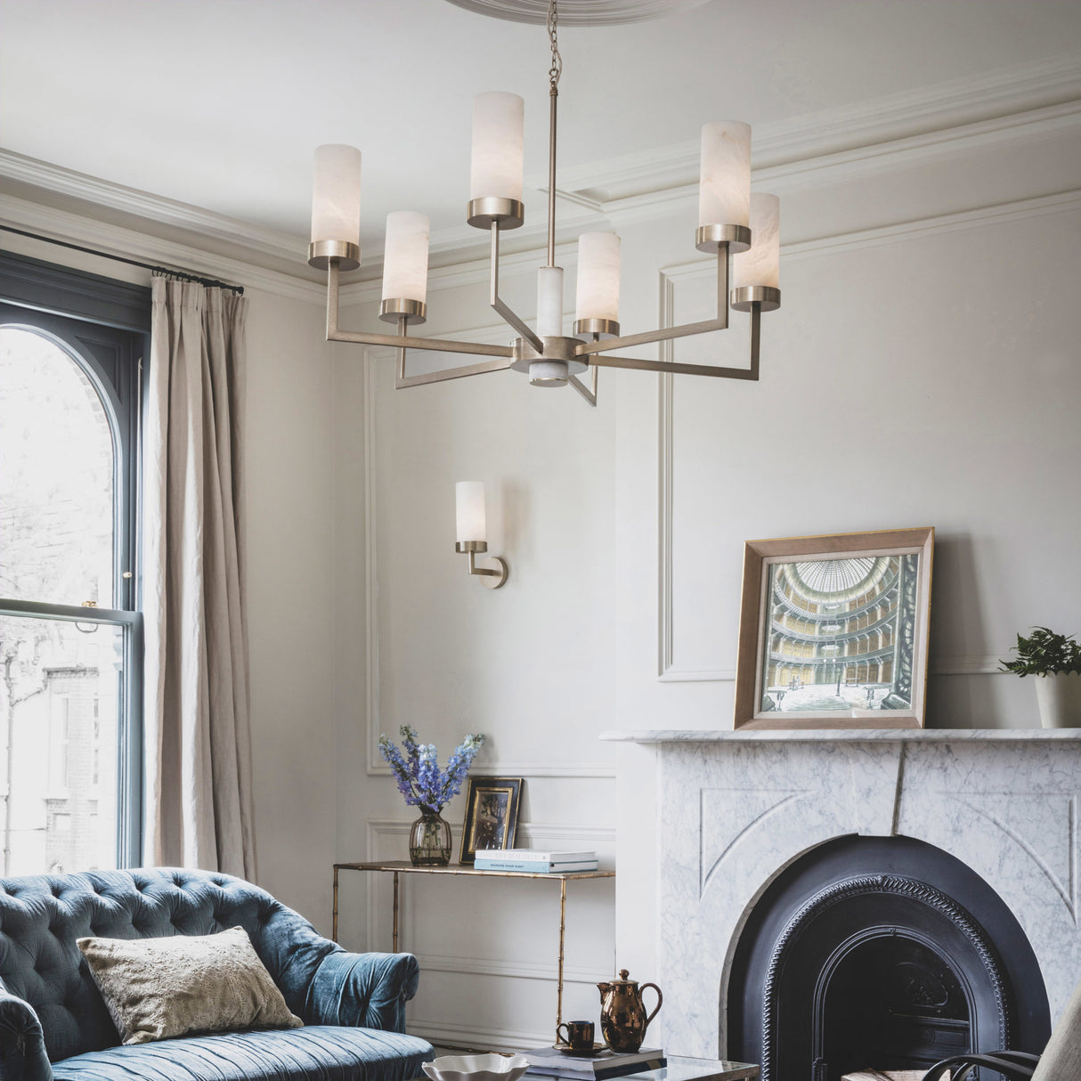 Compass Chandelier with Alabaster