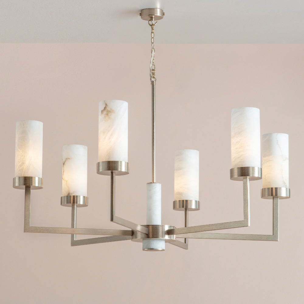 Compass Chandelier with Alabaster