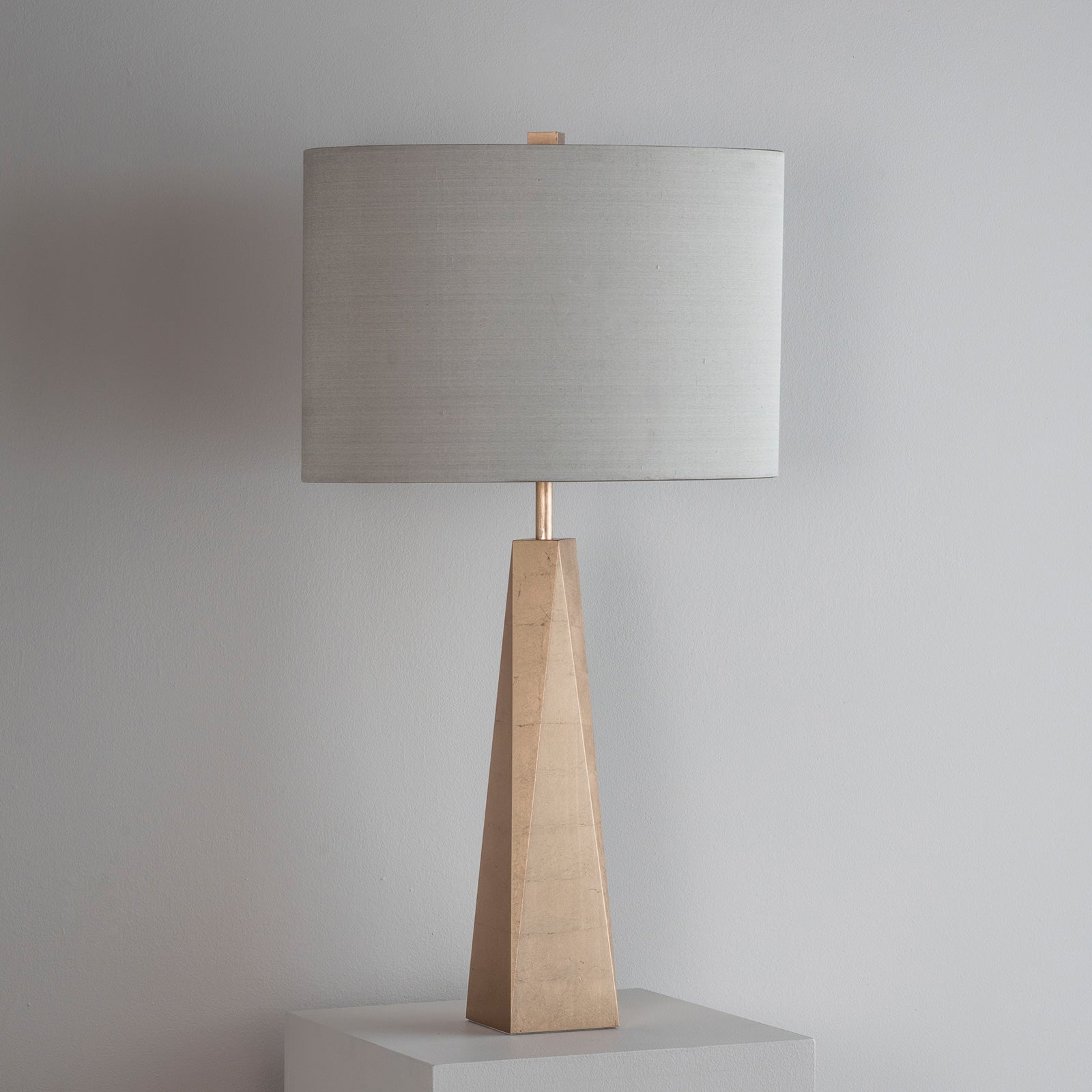 Geometric wood discount table lamp